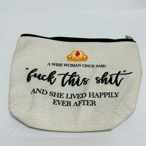 Blue Leaves Makeup Bag - Luck This S-hit - Funny Birthday Gifts for Women